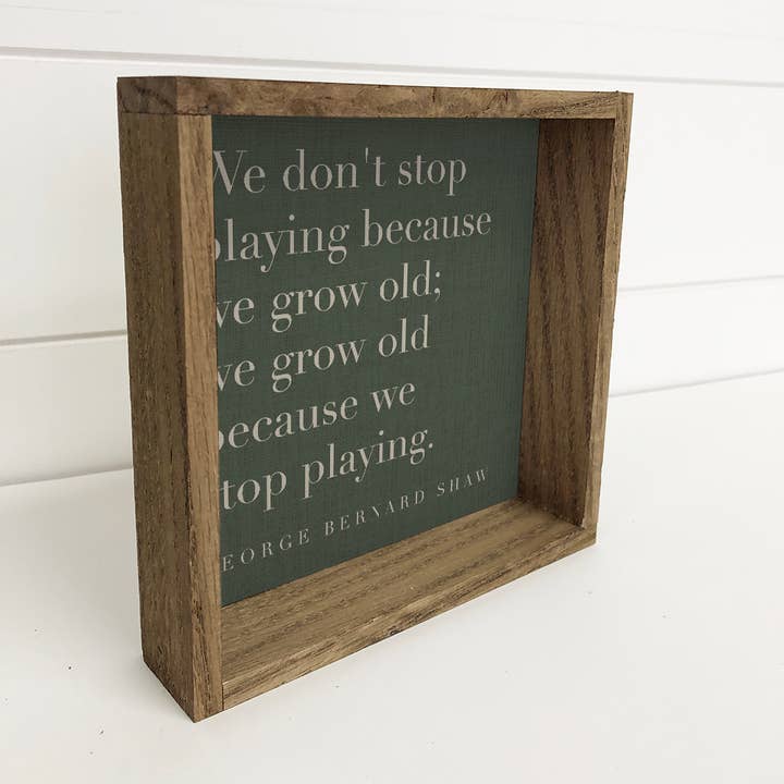 Hangout Home - Wholesale Bord/bordje - Quote We Don't Stop Playing - Farmhouse Word Art Canvas1