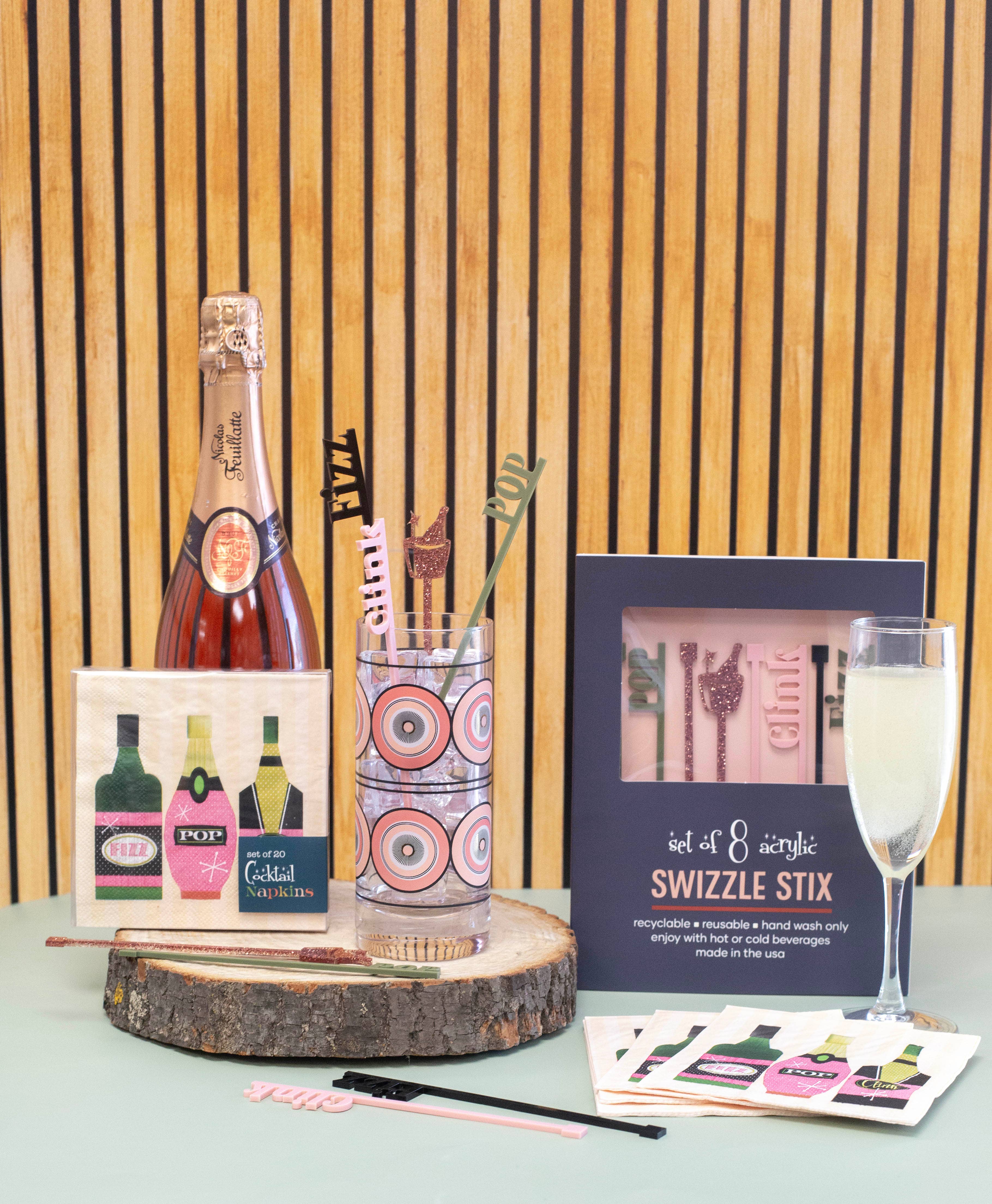 Mod Lounge Paper Company - Wholesale Drink Stirrer - Pop Clink Fizz Acrylic New Years Swizzle Stix Drink Stirrers3
