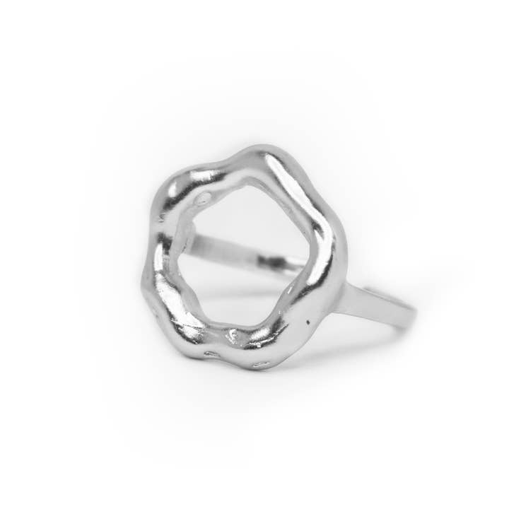 Argent Bague circulaire chic en forme de cercle biologique - Bijoux minimalistes en vente sur Faire1