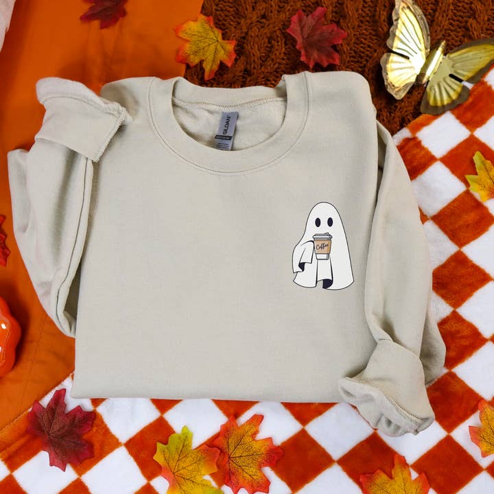 Coffee Pocket Ghost Fleece for wholesale by MidWest Tees