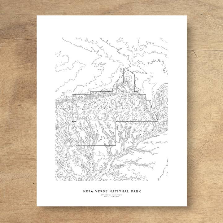 Mesa Verde Nationalpark Topographische Karte Kunstdruck für den Großhandel von Topographia Design