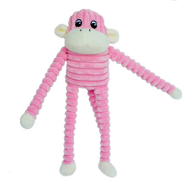 Spencer Crinkle Monkey - Pink - Small - Dog Toy for wholesale by ZippyPaws
