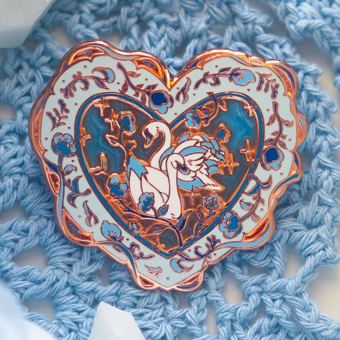 Blueming Swan Stained Glass Enamel Pin for wholesale by Prismono