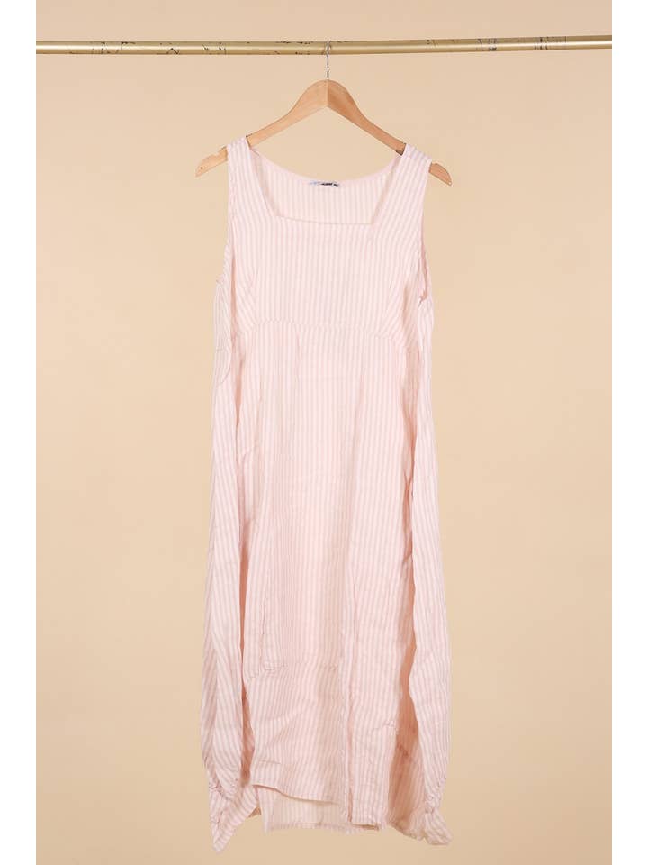 la maison des fibres naturelles - Wholesale Dress - Women's - Sleeveless striped dress 6223stripe 100%LINEN