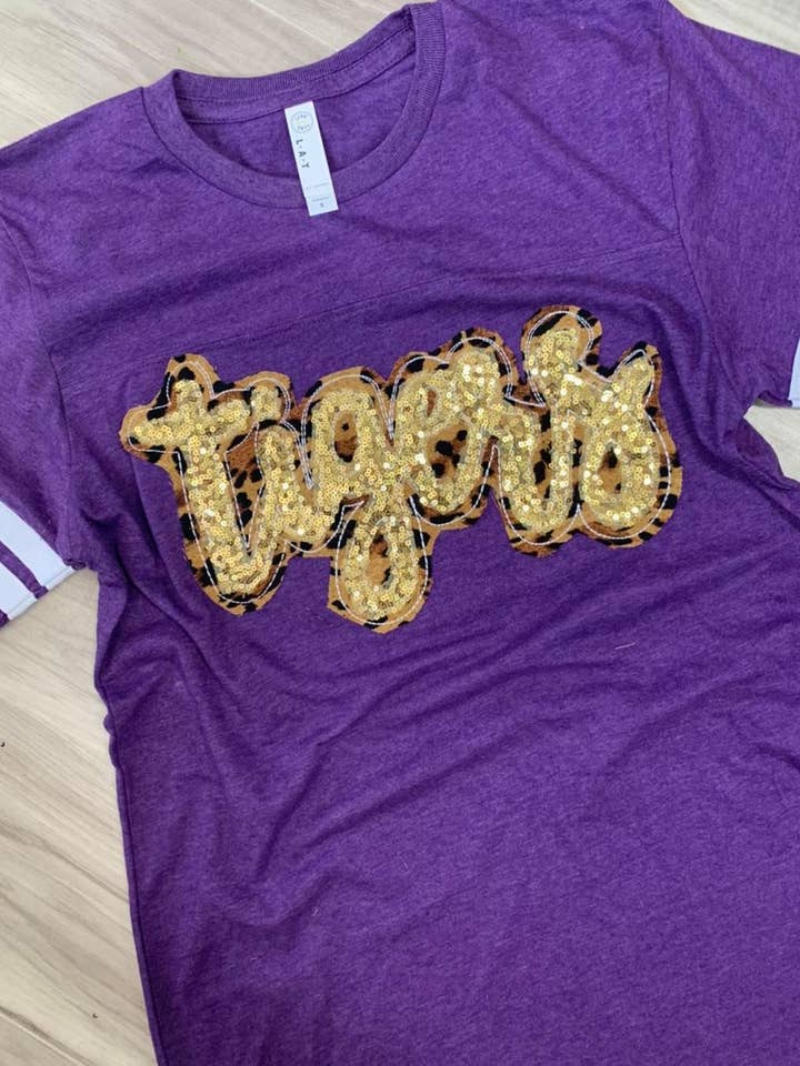 Double Stacked Cursive Spirit Shirt - Leopard Backing for wholesale by Sew Fancy Designs