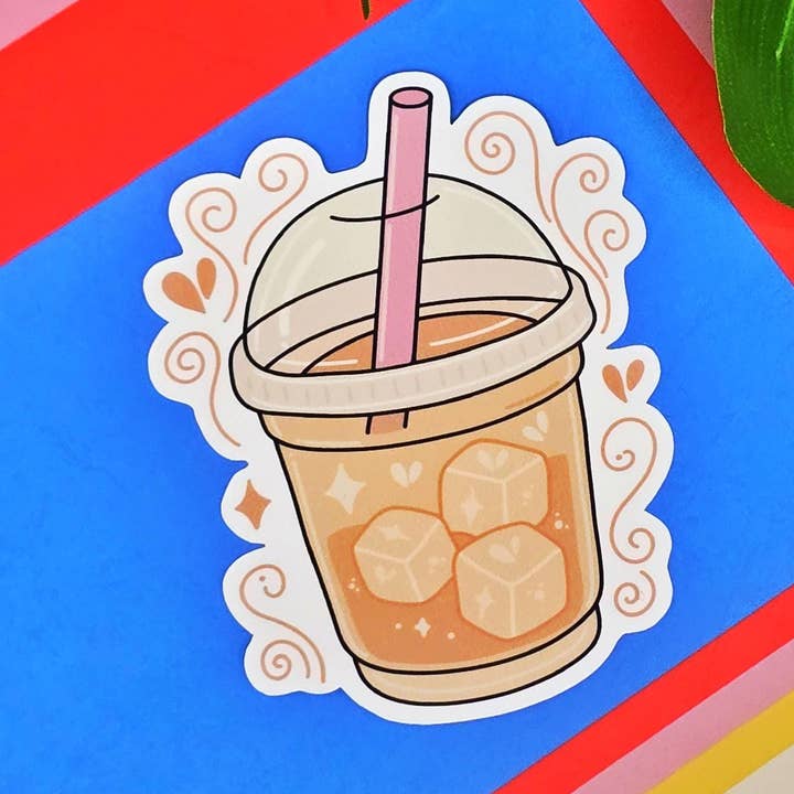 Iced Coffee Cup Vinyl Sticker For Journals And Laptops for wholesale by Cuddle & Doodle