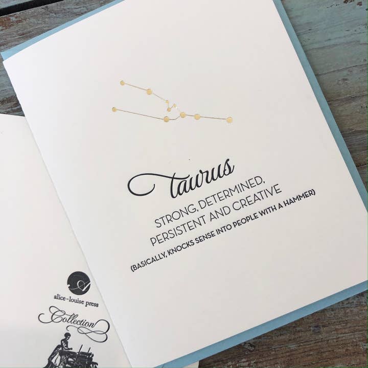 Taurus Card for wholesale by Alice-Louise Press