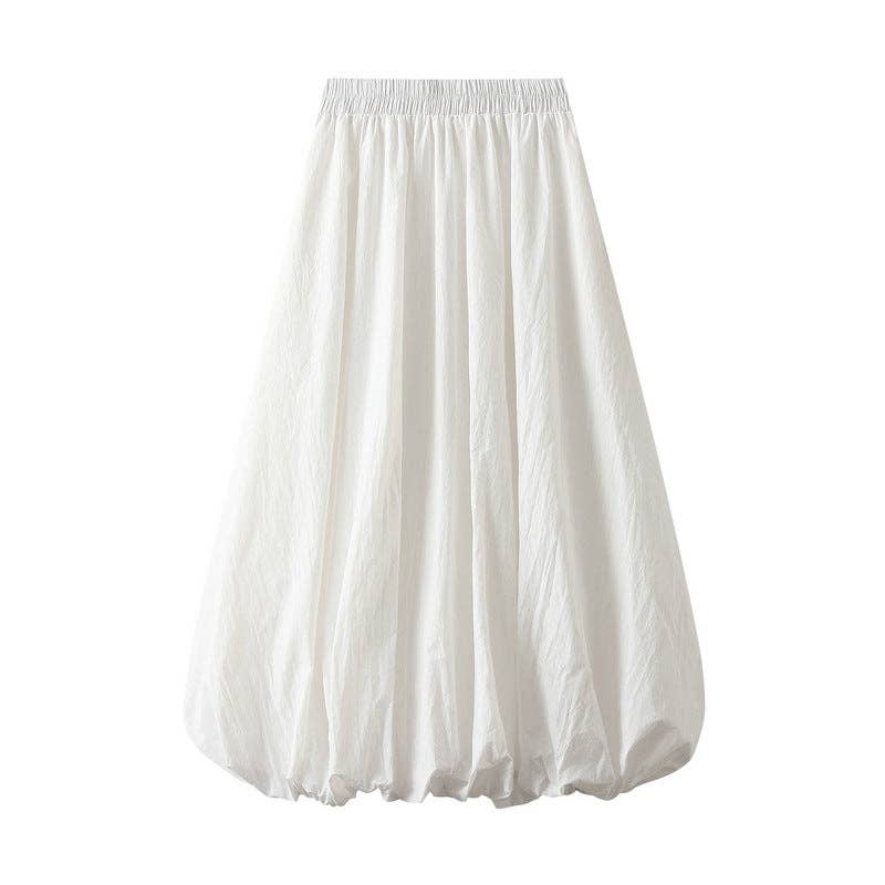 VividLux - Wholesale Skirt - Women's - High Waist Paperbag Lantern Skirt – Women's Midi Skirt0