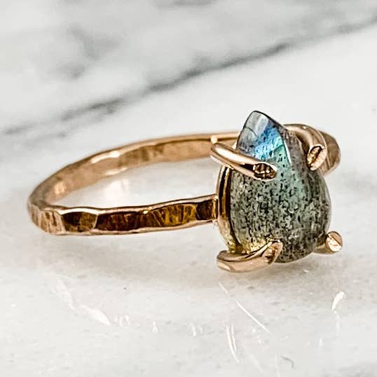 Small Labradorite Pear Ring for wholesale by Simply Chic Jewelry