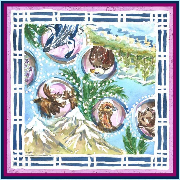 Wildlife Chic - 100% Silk Twill Scarf for wholesale by Grey Hall Design