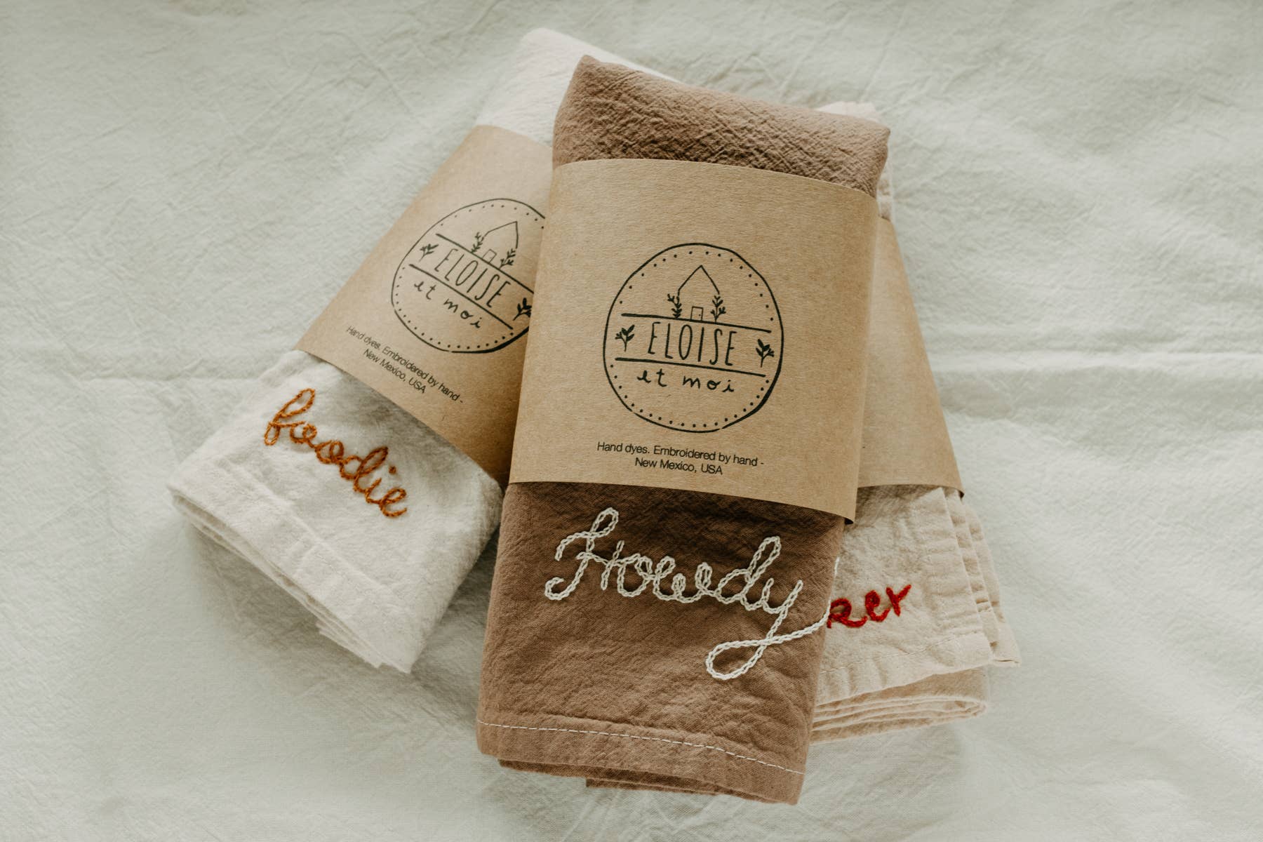 Eloise et moi – wholesale Kökshandduk – Handbroderad Handfärgad Ekologisk bomull Kökshandduk8