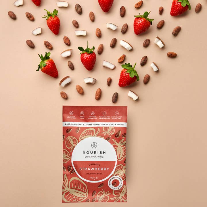 Nourish - Wholesale Snack bar - Organic Strawberry Coconut Bites (40g x 10) BITE0024