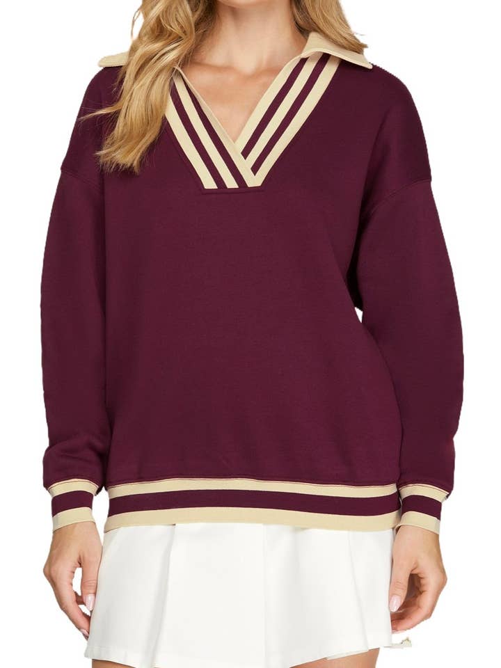 V Neck Knit Pull Over Top for wholesale by Vanilla Monkey