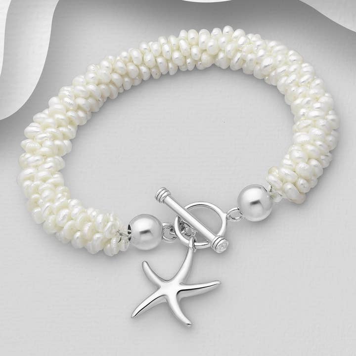 Ref: 382-2111 Woven freshwater pearl bracelet for wholesale by I Gioielli del Mare di Salvatore Esposito