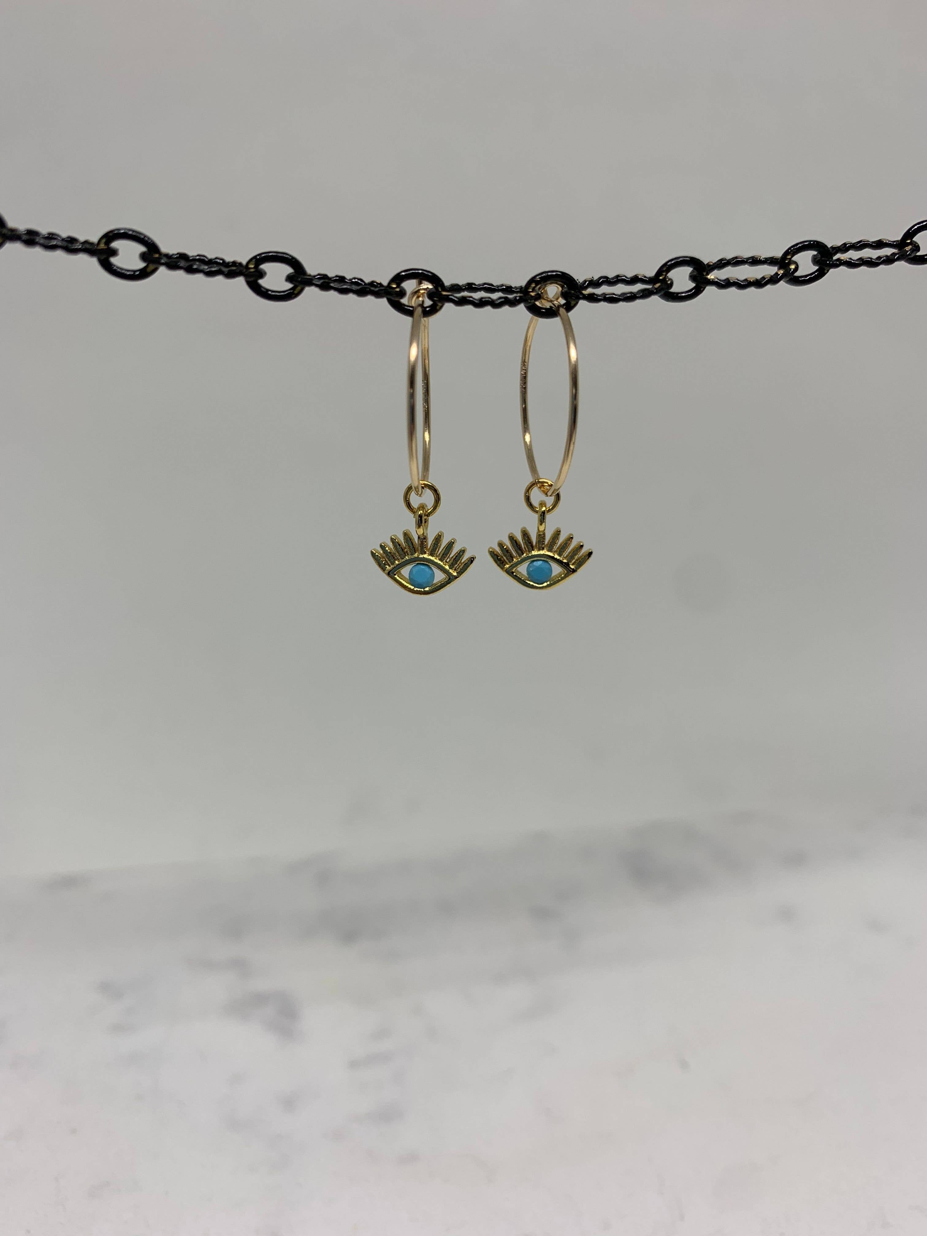 BMR - Wholesale Dangle Earrings - Small Gold Hoop With Assorted Tiny Charms14