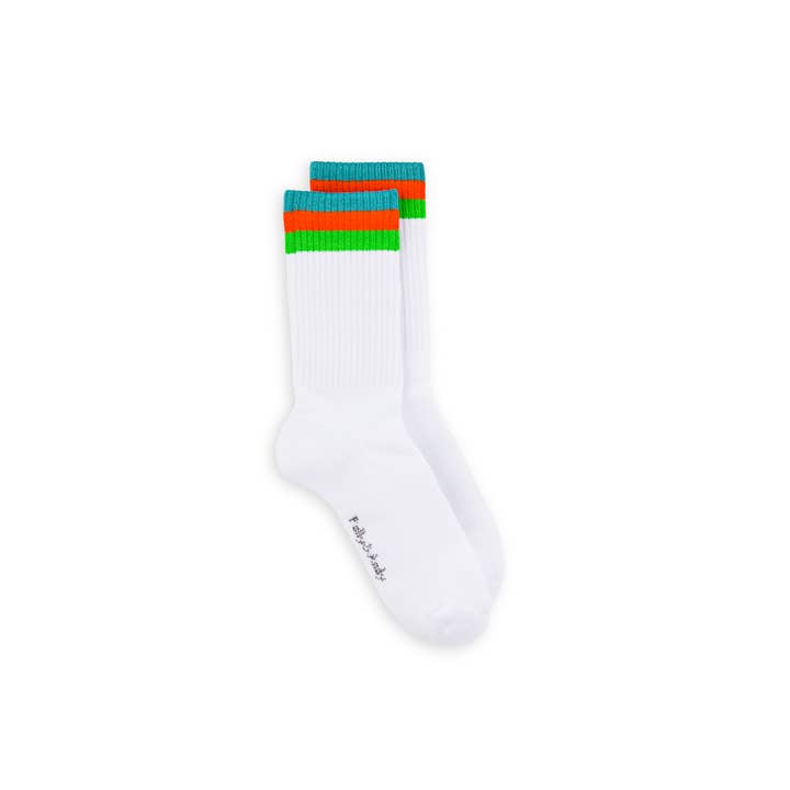 White & Green Bamboo Hiking Socks (seamless toe) - Kids for wholesale by Polly and Andy