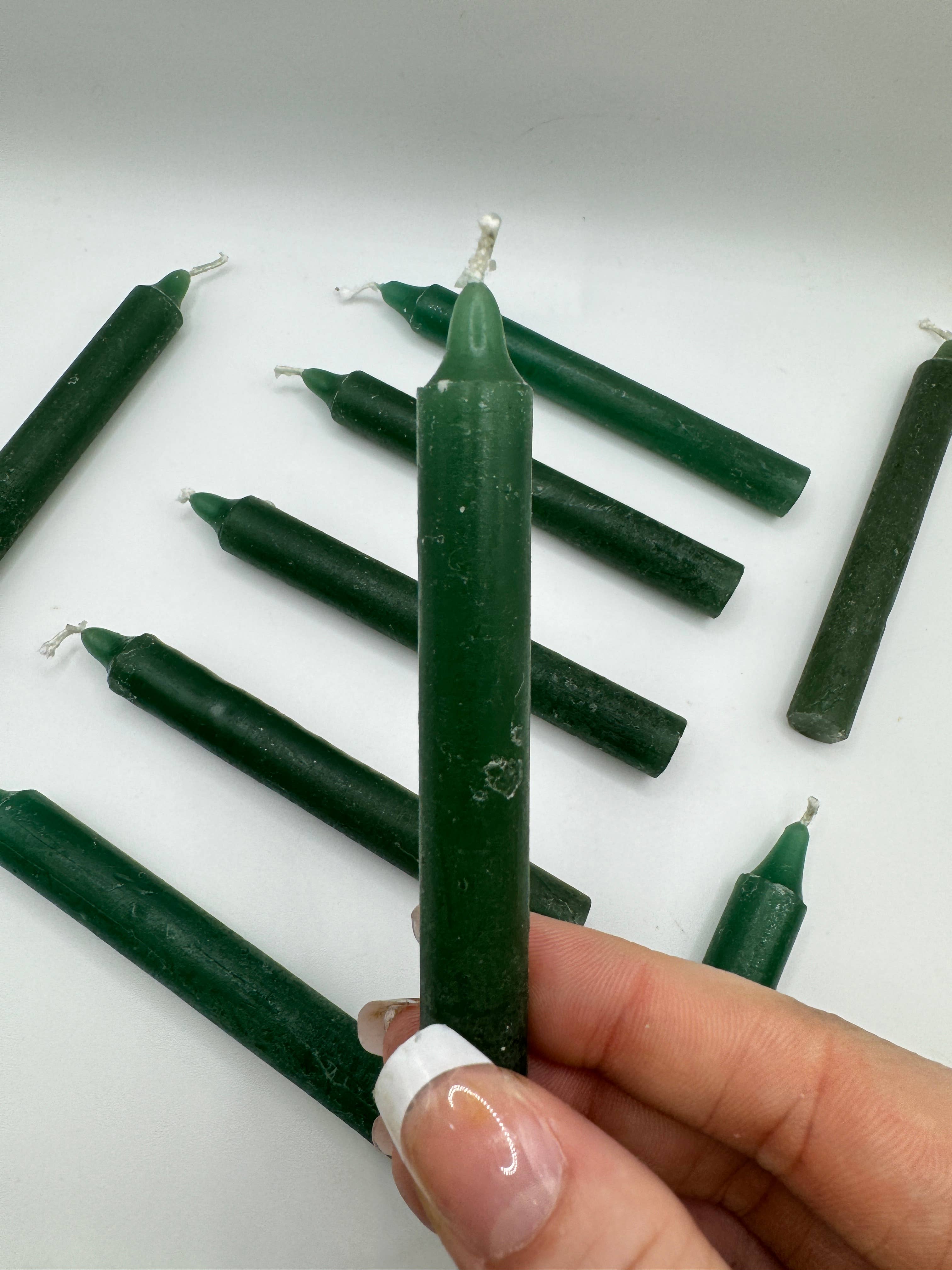 Oils and Auras - Wholesale Tapered Candle/Candlestick - Green Chime Candle - Success Spell Candle1