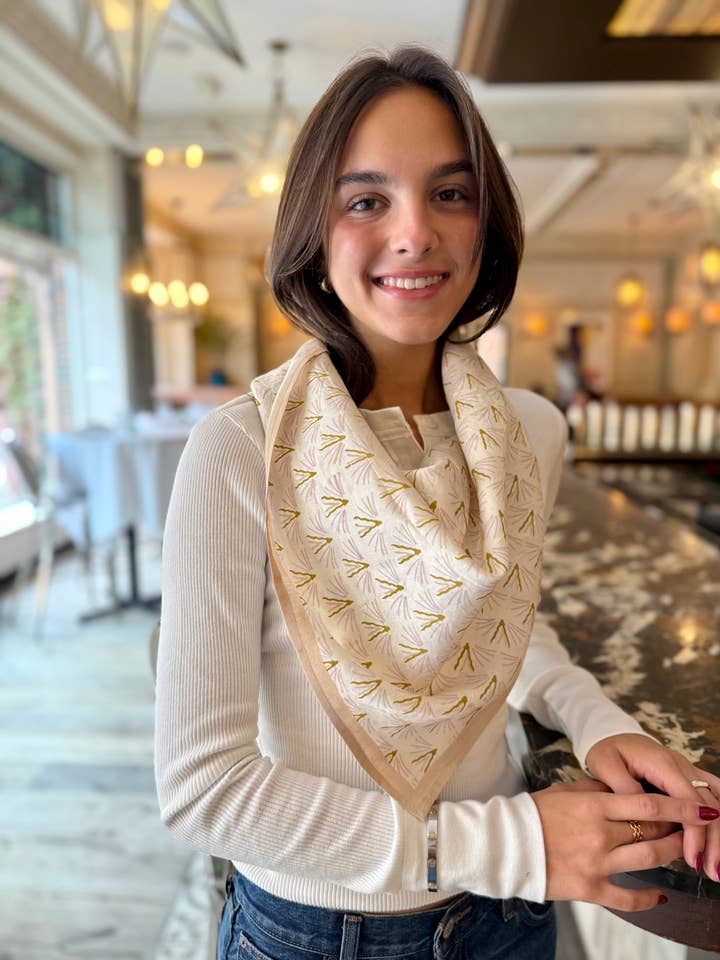 Ivory Blackbuck Peace Silk Square Scarf for wholesale by Beastly Threads