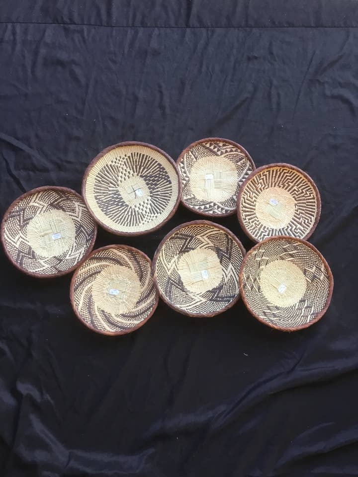 Binga Tonga Baskets: Natural Dye and Brown Edges (Assorted) for wholesale by The African Home Goods