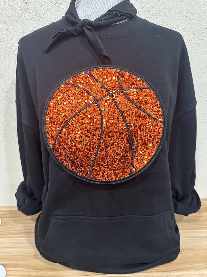 Sequin Basketball(C) on YOUR CHOICE COLOR sweatshirt for wholesale by Bling-A-GoGo, LLC