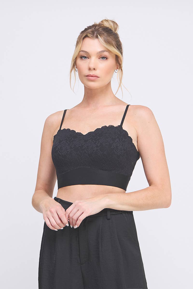 Allie Rose – Großhandel Bralette – Damen – Rosafarbener Bralette aus Strick mit Spitze0