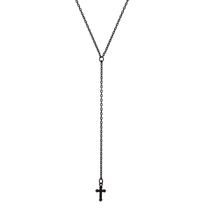 The Gilded Witch – wholesale Y-ringat halsband – La Croix Noire "Det Svarta Korset" Lariat Halsband: Fransk Goth