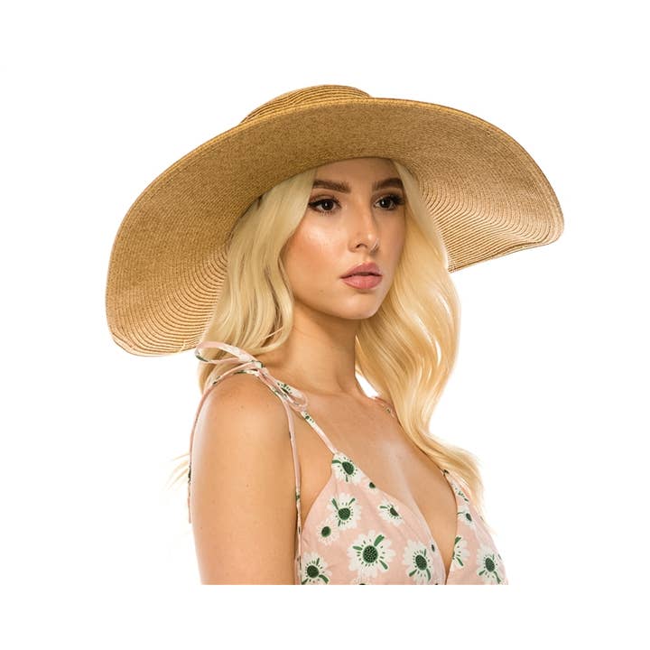 DNMC - Wholesale Straw Hat - Women's - CLASSIC STRAW SUMMER HAT (6-INCH BRIM) IN 3 COLORS!