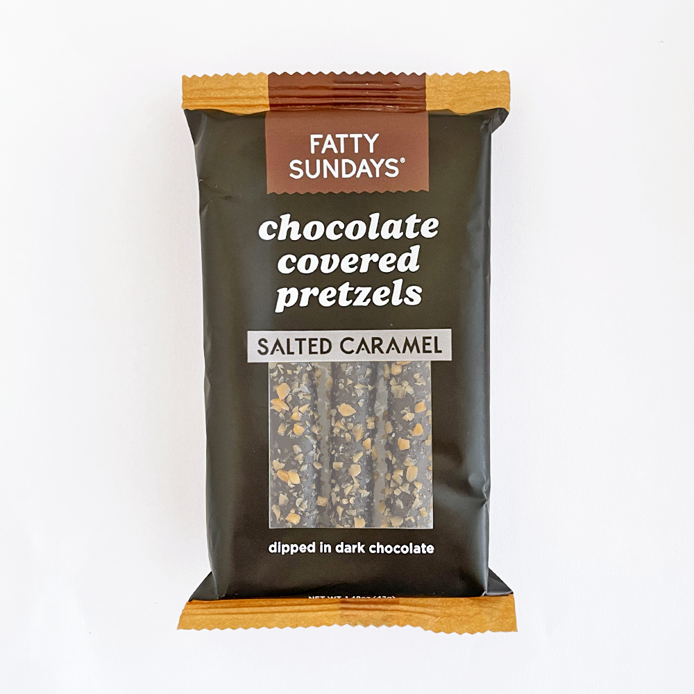 Fatty Sundays - Wholesale Chocolate Covered Sweets - Salted Caramel Chocolate Covered Pretzels (3-pack)5