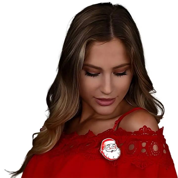 Santa Claus Christmas Flashing Blinky Body Light Lapel Pin for wholesale by Blinkee.com, LLC