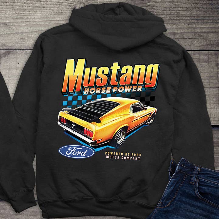 Sudadera con capucha Ford Mustang Amarillo Caballos de fuerza para venta al por mayor de Artopia