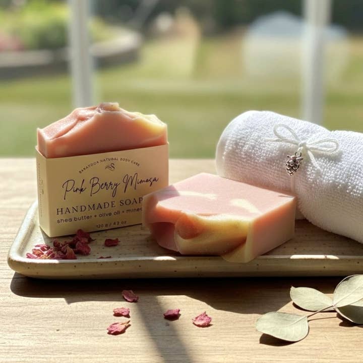 SARATOGA SOAP COMPANY - Wholesale Bar Soap - Pink Berry Mimosa Handmade Soap Bar VEGAN COLD PROCESS1