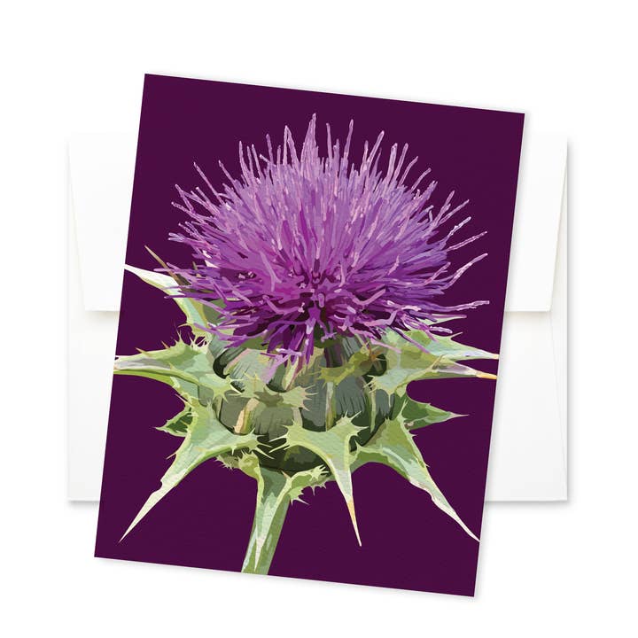 The Red Barn Press - Vente Carte de vœux classique - Carnet floral | Illustration botanique de chardon moderne