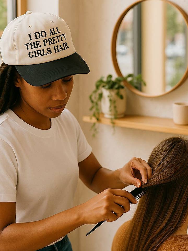 I do all the pretty girls hair Embroidered cap trucker Hat and other Purchase Wholesale i do. Free Returns & Net 60 Terms on Faire trending on Faire.