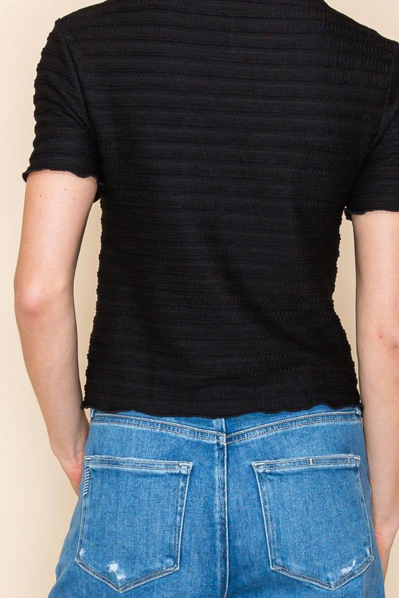 White Birch - Vente Haut en maille – femme - T10836 Haut en maille uni à manches courtes4