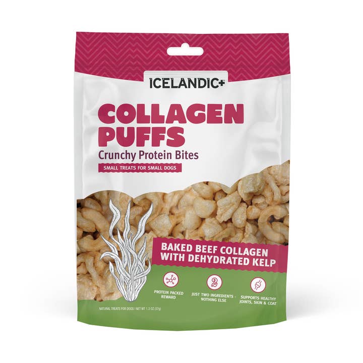 Beef Collagen Puffs with Kelp Treats for Small Dogs - 1.3oz for wholesale by Icelandic+