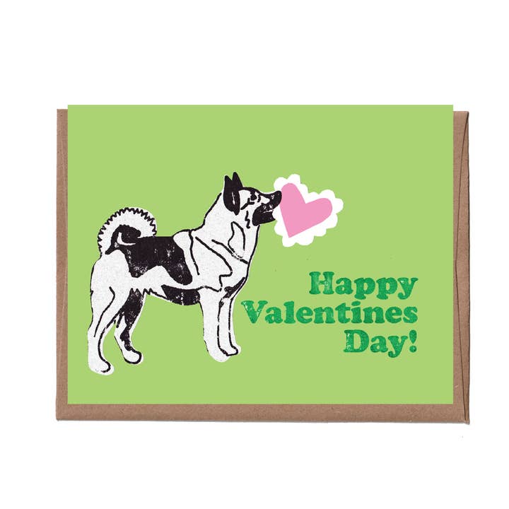 Carte de vœux norvégienne Elkhound pour la Saint-Valentin pour la vente par La Familia Green
