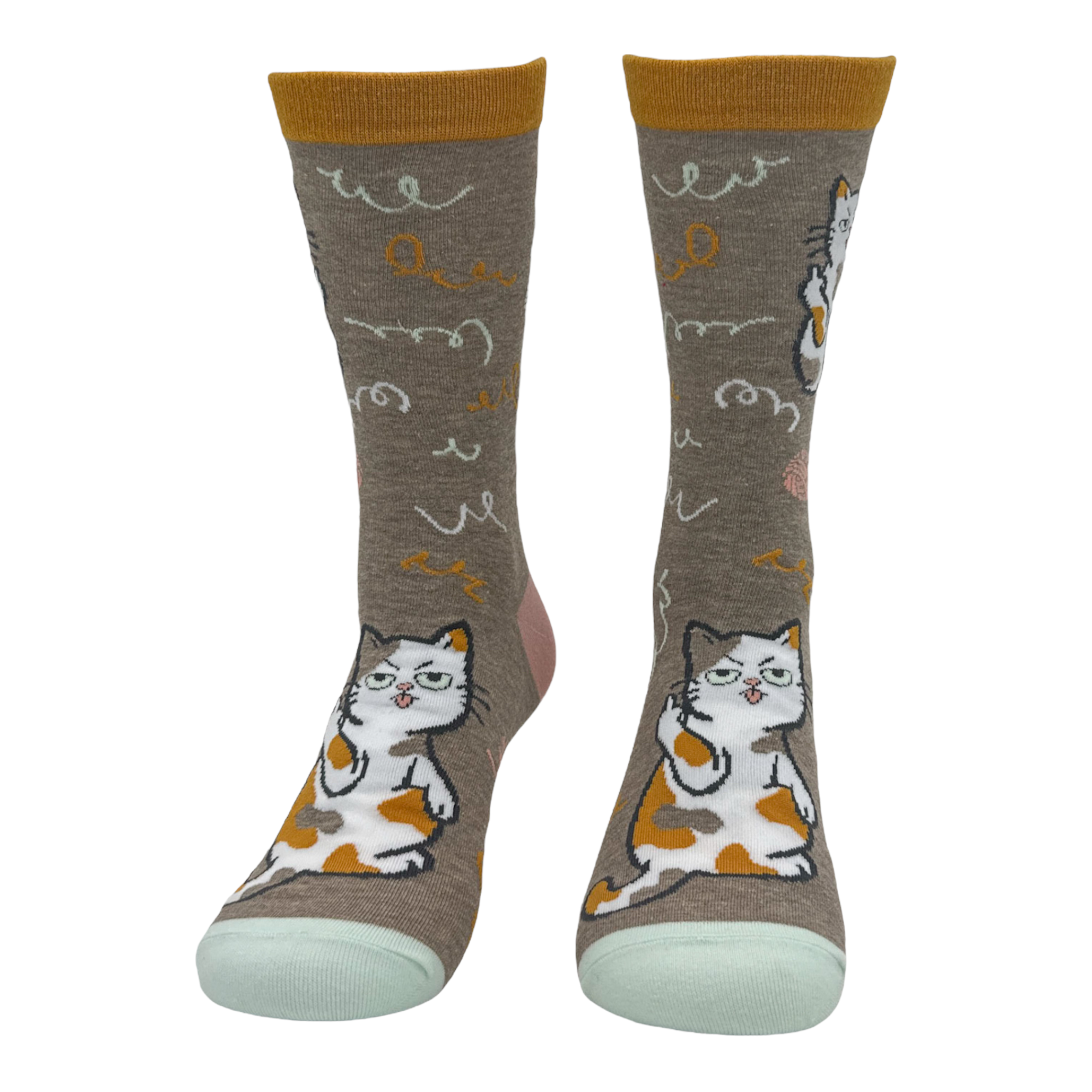 Women's Cat Flipping The Bird Socks Funny Jerk Mean Kitten for wholesale on Faire2