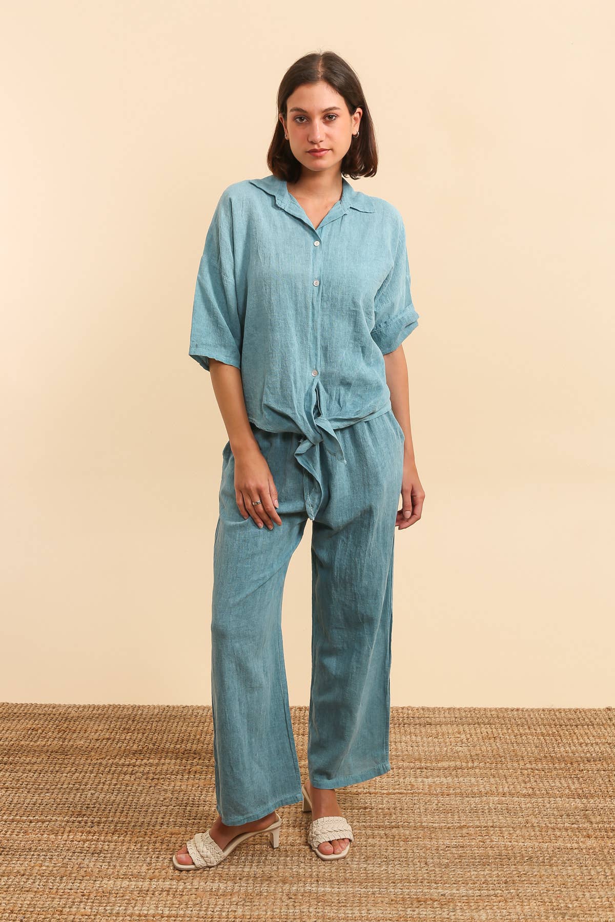 Lucky Nana - Wholesale Pants - Women's - SP 80374 - PLAIN LINEN AND COTTON PANTS0