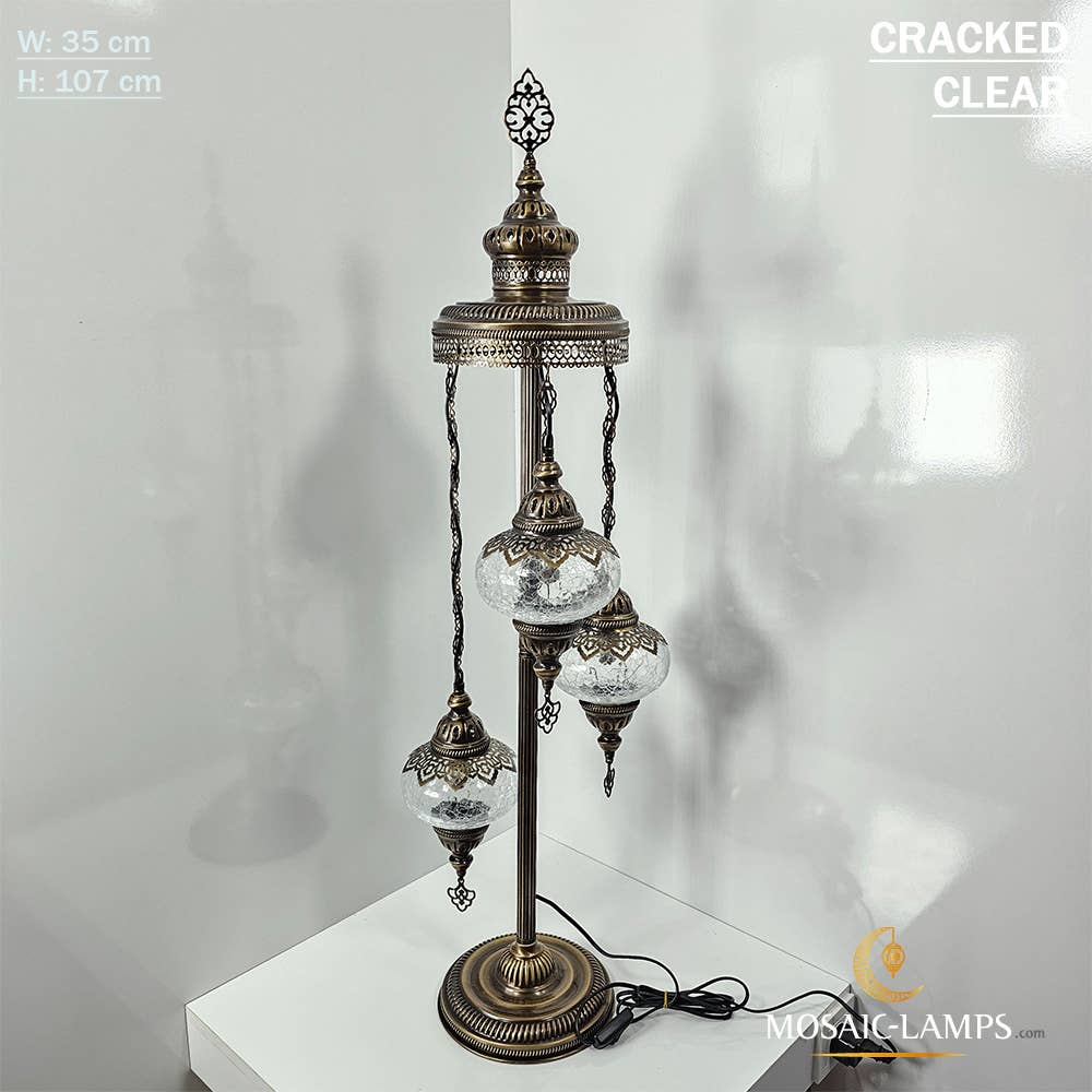 Mosaic Lamps – wholesale Golvlampa – 3-Globe Ottomansk Turkisk Crackle Glass Golvlampa5