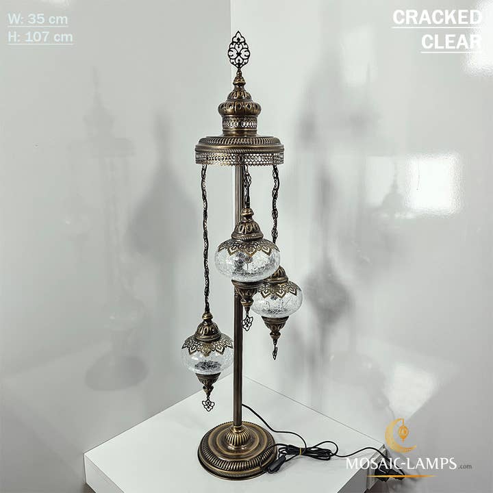Mosaic Lamps – wholesale Golvlampa – 3-Globe Ottomansk Turkisk Crackle Glass Golvlampa5
