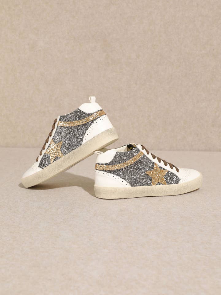 CCOCCI - Wholesale Lifestyle Sneakers - Women's - DAISY GLITTER ACCENT SEMI HIGH-TOP STAR SNEAKERS14