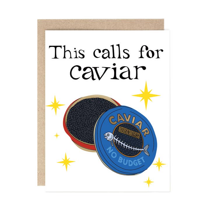 Cette carte de vœux appelle à une célébration de caviar pour la vente par Drawn Goods