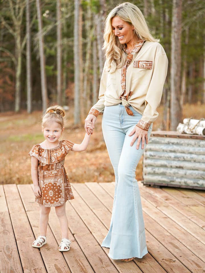 Women's Bandana Print Button Down Top *BLACK for wholesale by Cocoplum