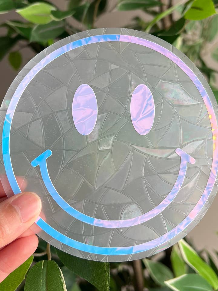 Rainbow Suncatcher, Suncatcher Sticker, Smiley Face, Good Vibes, Rainbow Maker, Window Decal, Window Sticker, Prism Suncatcher, Fall Decor for wholesale by Thirty Three Prints