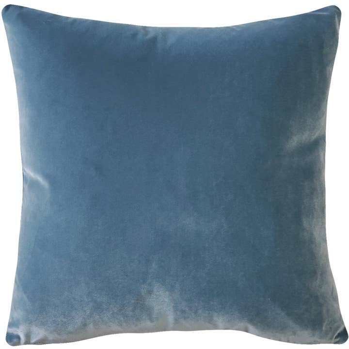 Castello Provincial Blue Velvet Throw Pillow, 20"x20" Square for wholesale by Pillow Decor