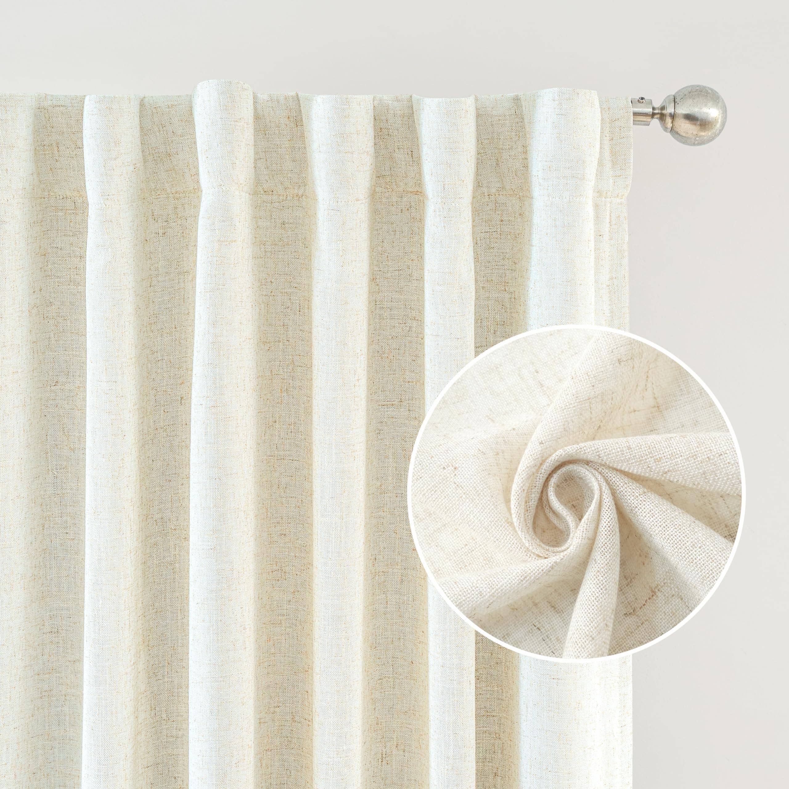 DriftAway - Wholesale Curtain - 100% Blackout Natural Linen Curtains for Bedroom 2 Panels1