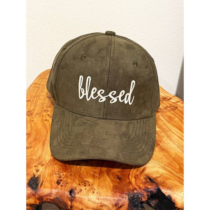 Love and Repeat - Wholesale Baseball Cap - Women's - Blessed Embroidered Faux Suede Baseball Caps8