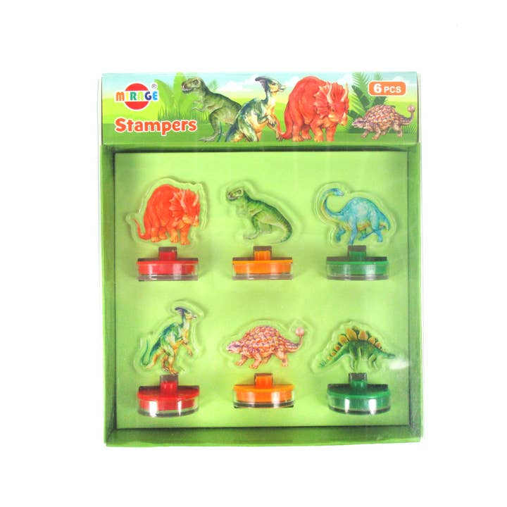 Tiny Mills - Vendita all'ingrosso Timbro in gomma/decorativo - Bambini e neonati - Timbri autoinchiostranti in acrilico con dinosauri giurassici, 6 pezzi