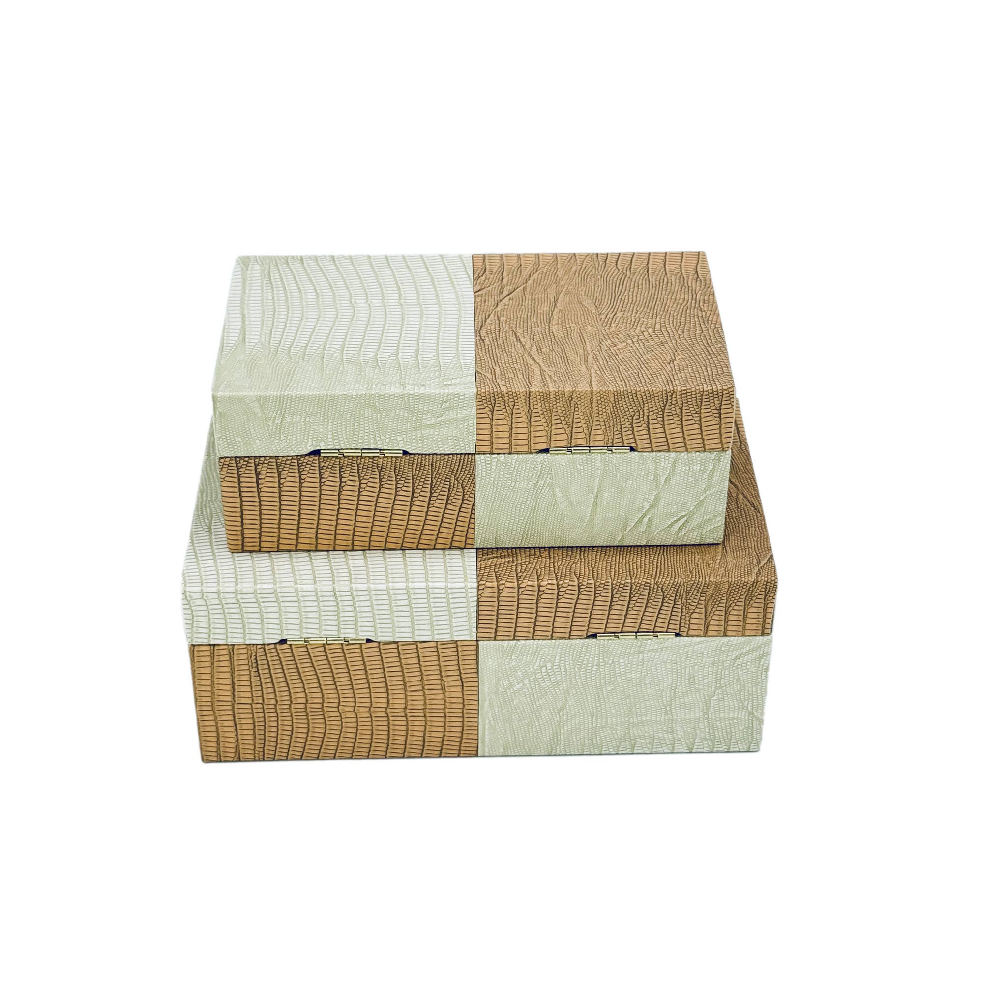 Galt International Company - Vente Boîtes décoratives - Coffret décoratif bicolore en cuir végétalien26