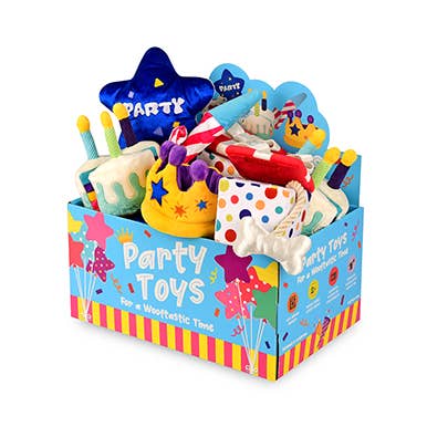 Party Time Toy Set (15 pc in FREE Merchandising Display) for wholesale by P.L.A.Y. Pet Lifestyle and You